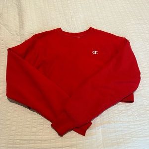 vintage champion reverse weave cropped sweater red S